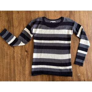 GAP Fitted Tight Knit Pullover Sweater Beautiful Bold Neutral Striped Size Small